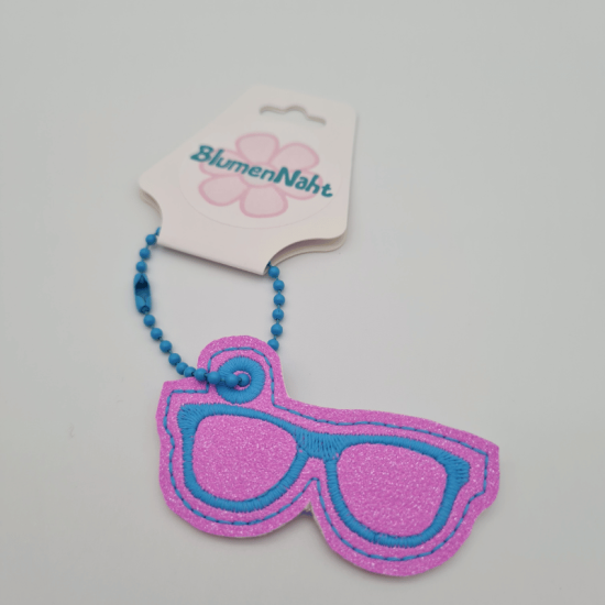 Kleiner Anhänger Brille #8 glitzerpink/hellblau